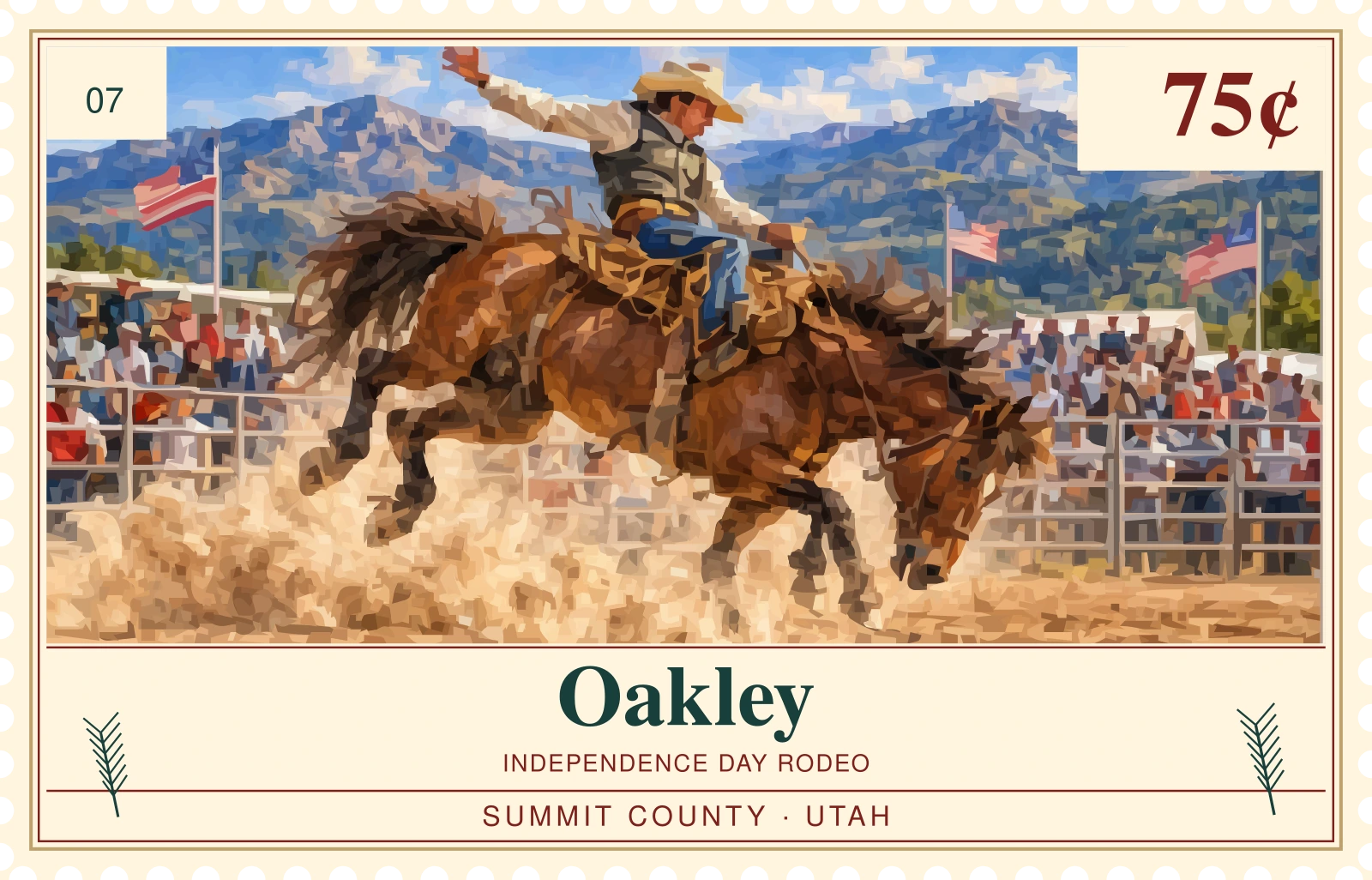 Original illustrated Ski Country stamp: oakley